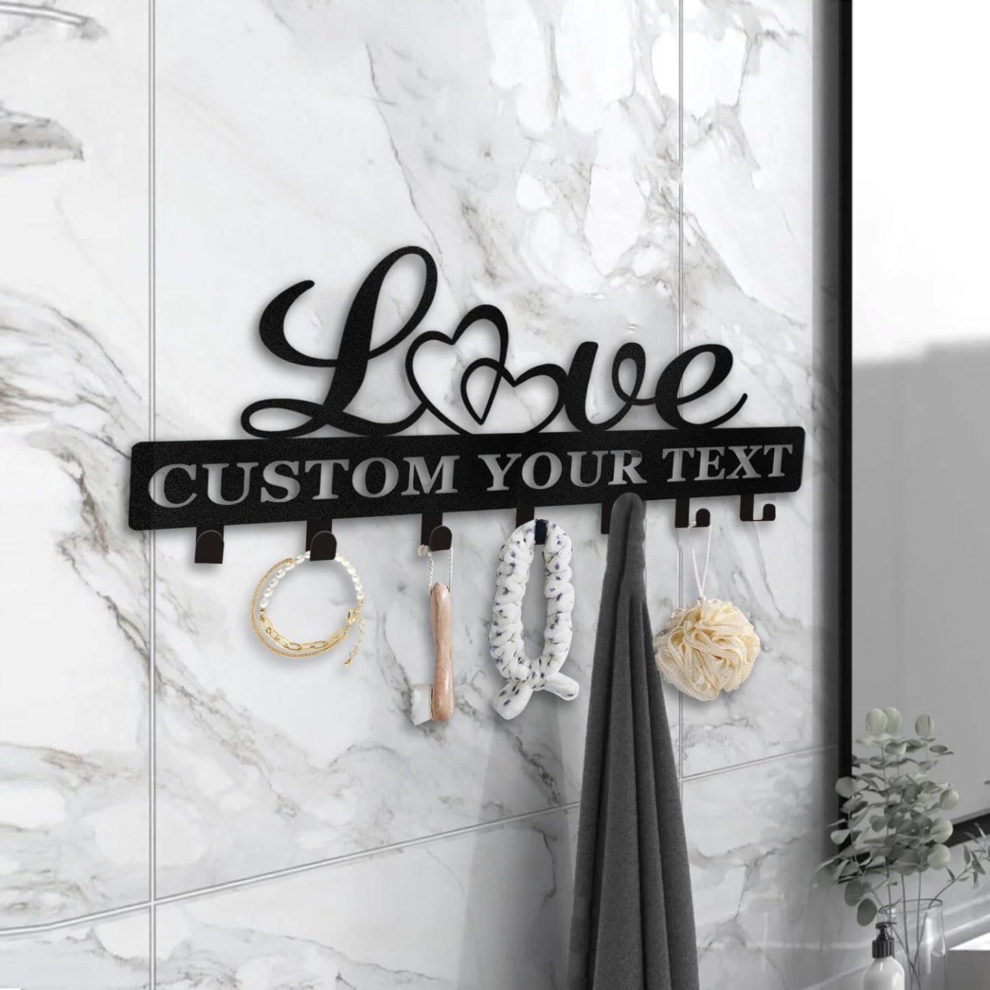 Personalized Key Holder for Wall, Key Holder Wall Mount with Love Design-MetalsignX