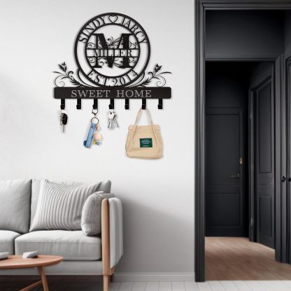 Personalized Key Holder for Wall, Custom Metal Deer Cabin Key Hooks with Name-MetalsignX