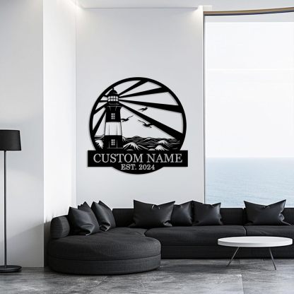Personalized Lighthouse Metal Sign – Custom Nautical Outdoor Wall Decor for Beach House & Cabin-MetalsignX