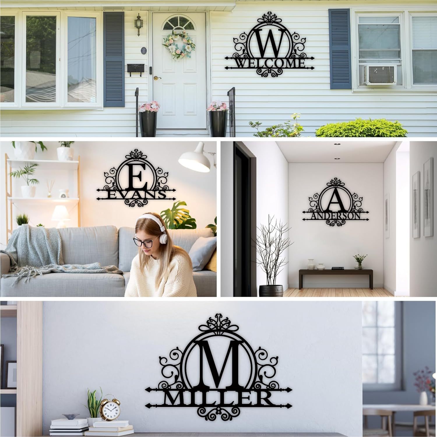 Personalized Metal Name Sign Split Letter Monogram For Home Wall Decor-MetalsignX