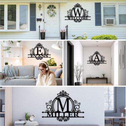 Personalized Metal Name Sign Split Letter Monogram For Home Wall Decor-MetalsignX