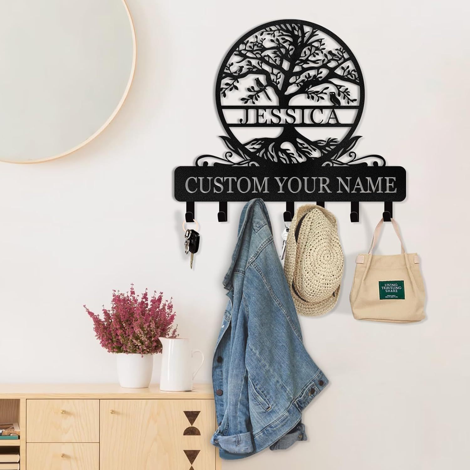 Personalized Key Holder for Wall, Custom Family Name Key Rack Holder-MetalsignX