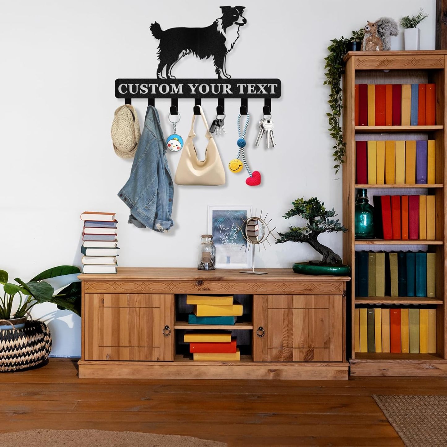 Personalized Dog Leash Holder for Wall, Custom Name Dog Hooks for Wall-MetalsignX