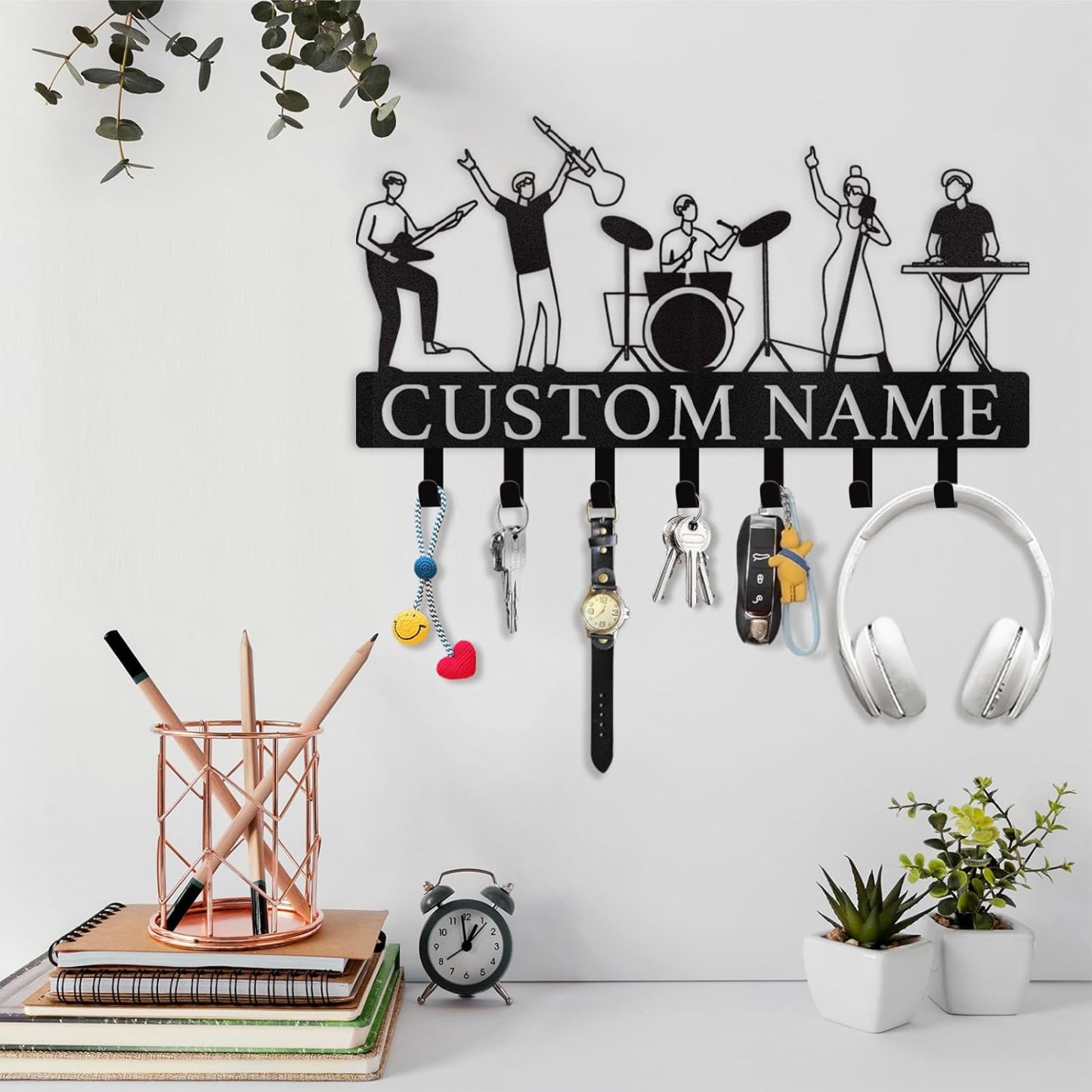 Custom Name Metal Key Holder Wall Mount, Organizer Rack for Home Entryway-MetalsignX