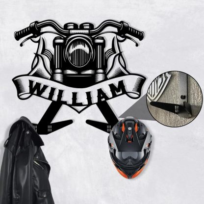 Handcrafted Metal Helmet Hanger , Durable Wrought Iron Wall Rack-MetalsignX