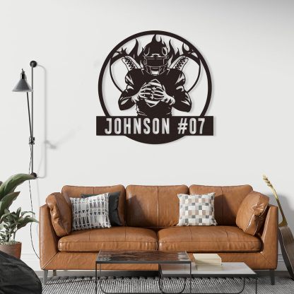 Personalized Football Metal Sign, Metal Signs Customized, Custom Ball Football Metal Wall Art, Custom Signs Outdoor Metal, Custom Name Sign Football Room Decor for Boys