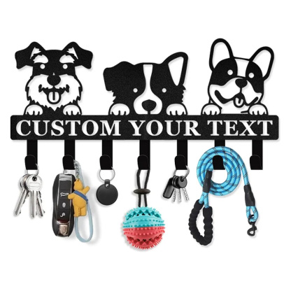 Custom Name Dog Hooks for Wall, Personalized Dog Leash Holder for Wall-MetalsignX