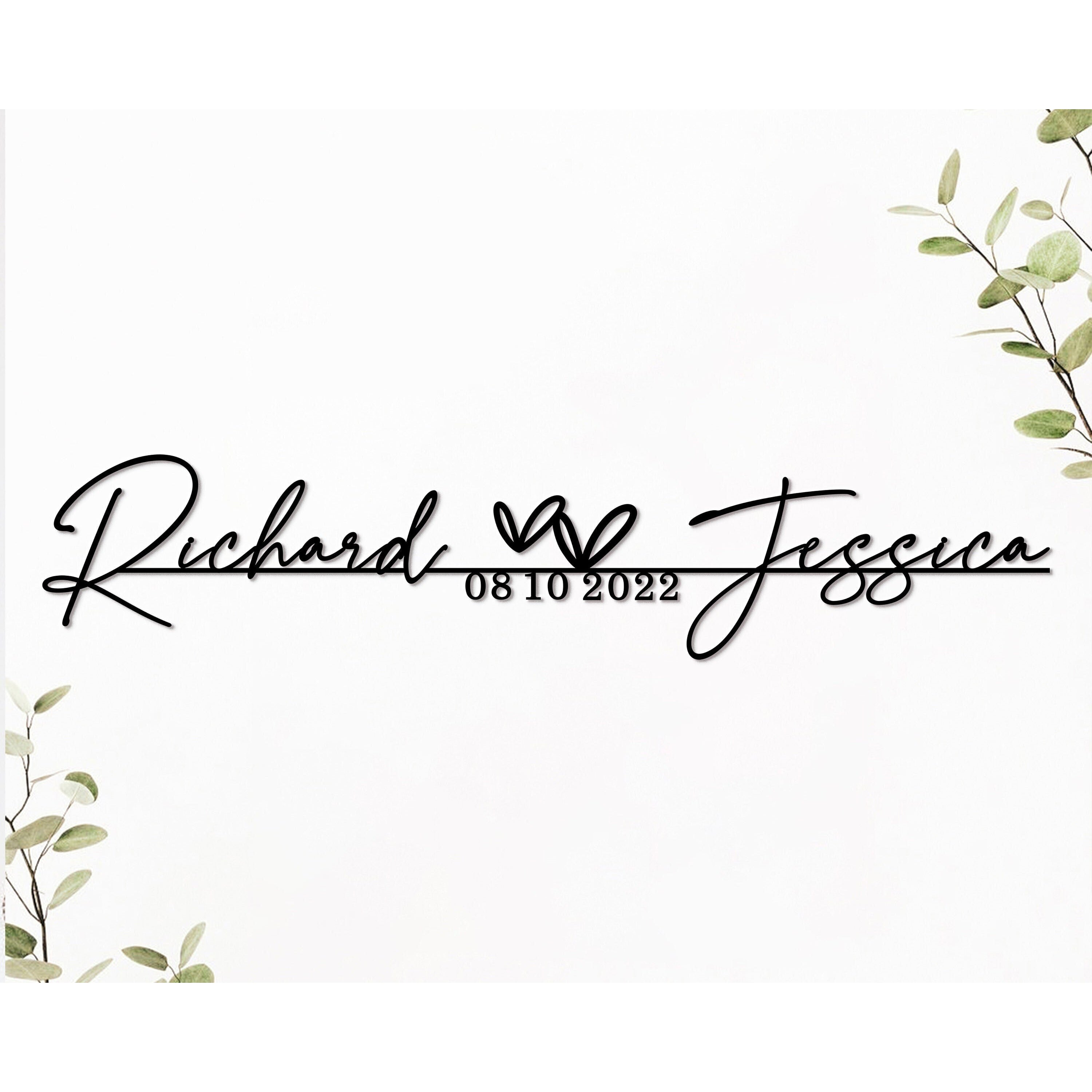 Custom Handmade Wedding Metal Sign of Name And Special Date-MetalsignX