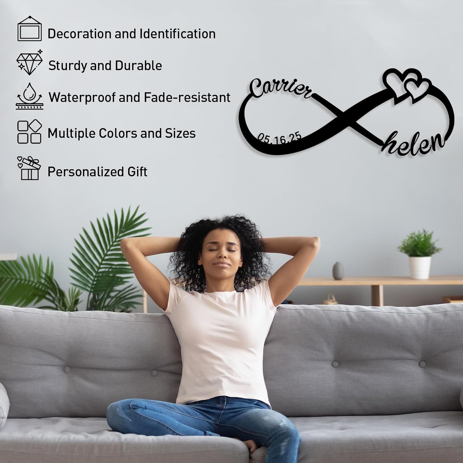 Personalized Infinity Sign, Custom Metal Name Sign, Wedding & Engagement Gift, Family Wall Art, Housewarming Gift-MetalsignX