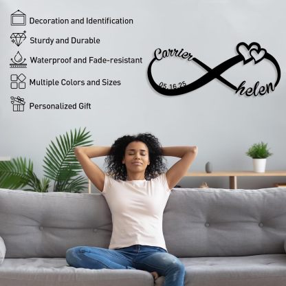 Personalized Infinity Sign, Custom Metal Name Sign, Wedding & Engagement Gift, Family Wall Art, Housewarming Gift-MetalsignX