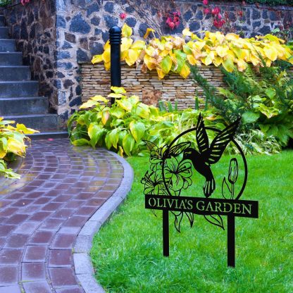 Personalized Garden Stake Metal Sign, Customized Bird Garden Name Sign Yard Sign-MetalsignX