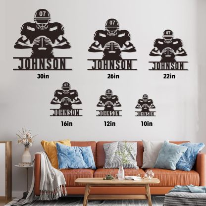 Custom Football Sign Metal Wall Art, American Football Player Hanging Sign Outdoor Metal-MetalsignX