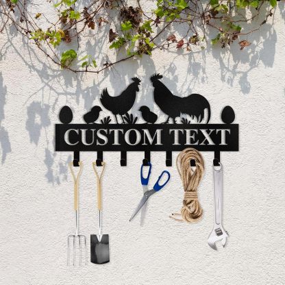 Personalized Key Holder for Wall, Key Rack Wall Mount with Chicken Design-MetalsignX