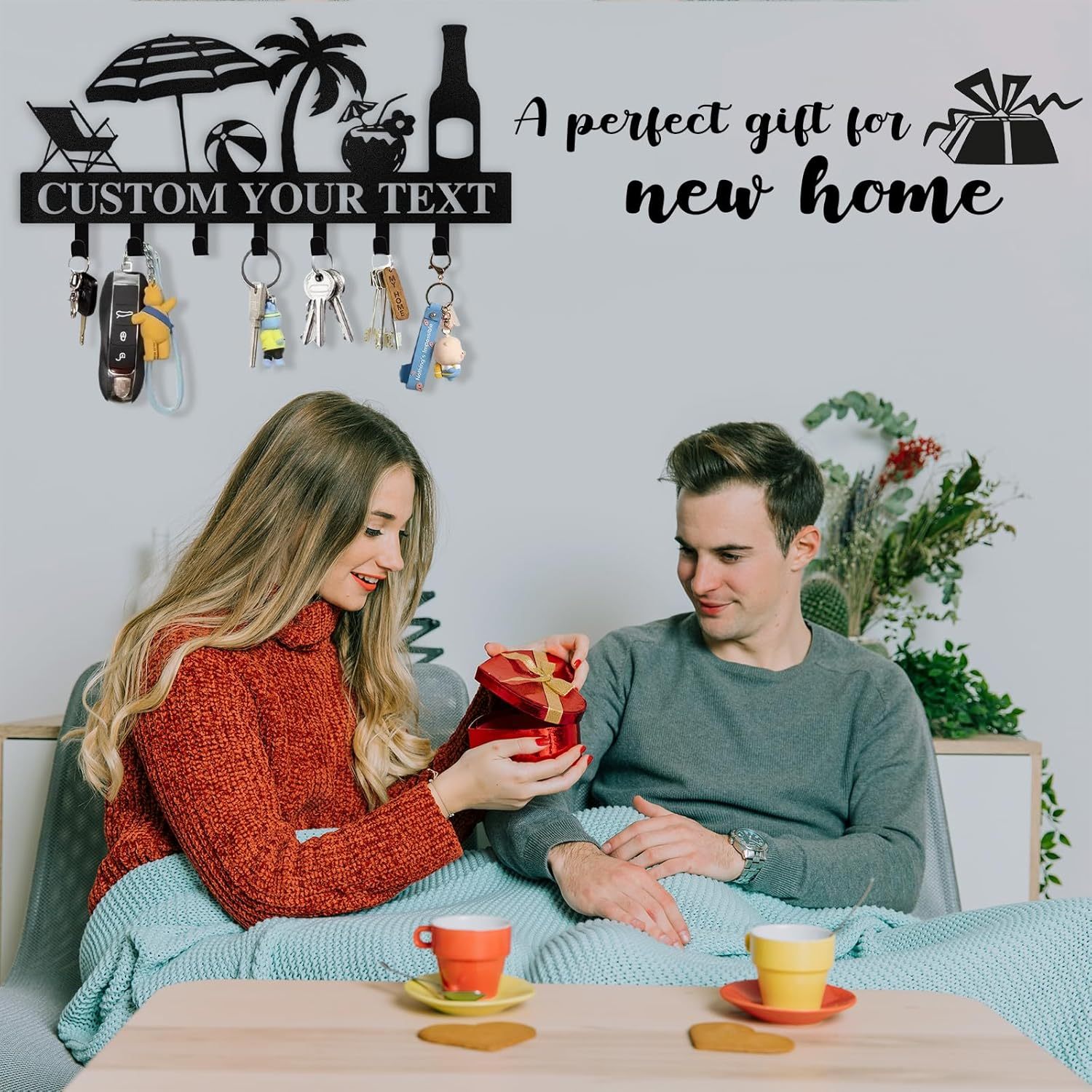 Personalized Key Holder for Wall, Beach Theme Key Holder Wall Mounted-MetalsignX