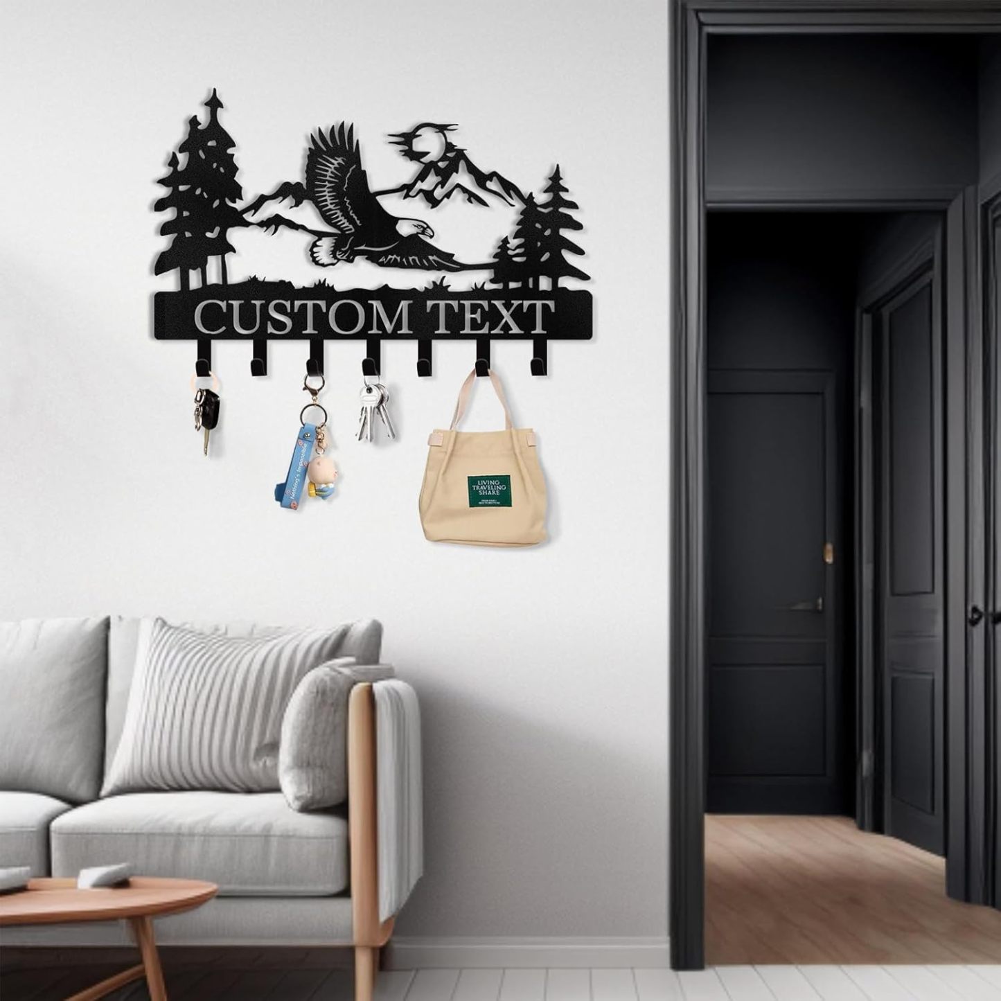 Personalized Eagle Key Holder Wall Mounted, Custom Name Metal Key Hooks-MetalsignX