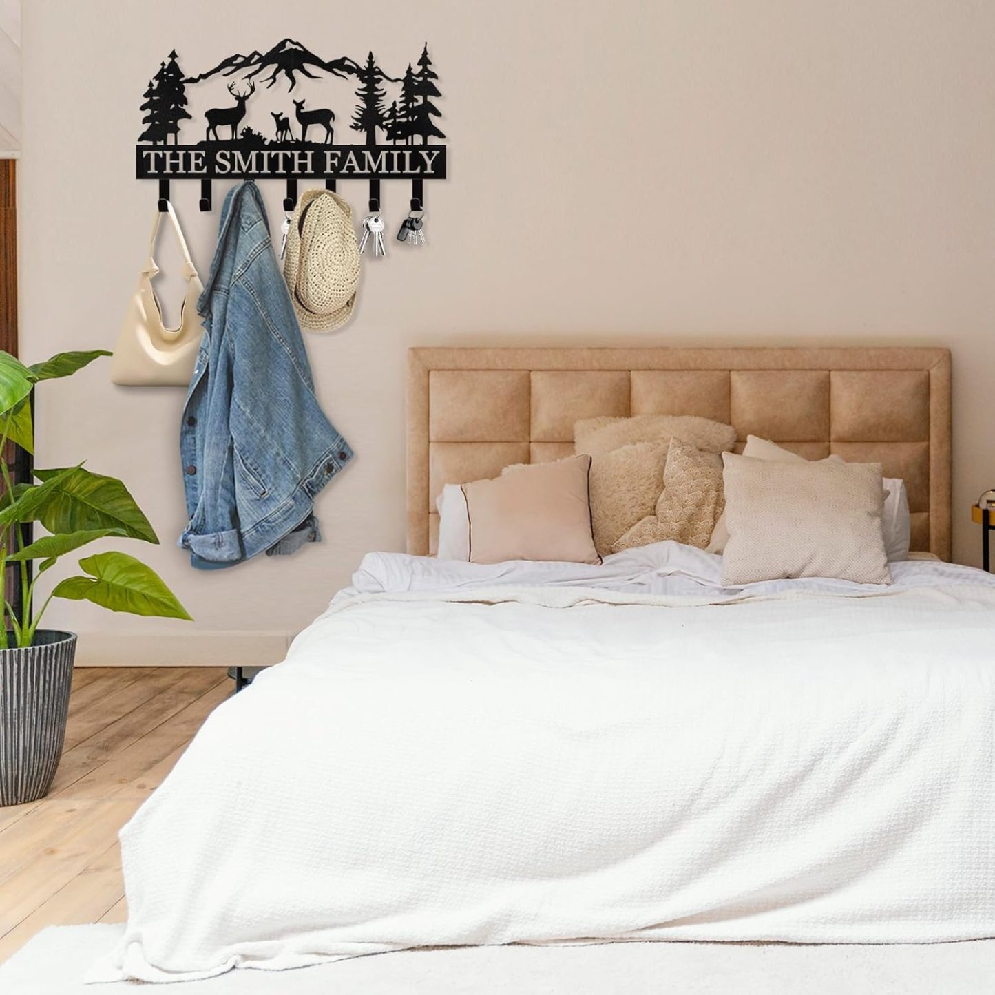 Personalized Key Holder for Wall, Deer Forest Theme Key Rack Wall Mount-MetalsignX