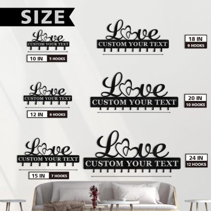 Personalized Key Holder for Wall, Key Holder Wall Mount with Love Design-MetalsignX