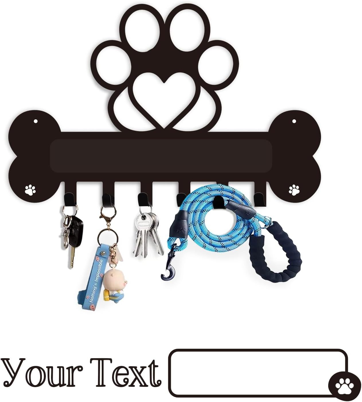 Personalized Dog Leash Holder for Wall, Dog Decor Gifts for Dog Lovers-MetalsignX
