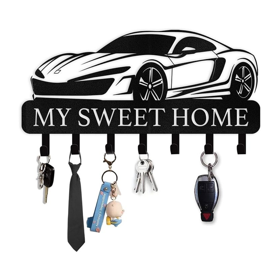Personalized Key Holder for Wall, Custom Family Name Key Rack Holder-MetalsignX