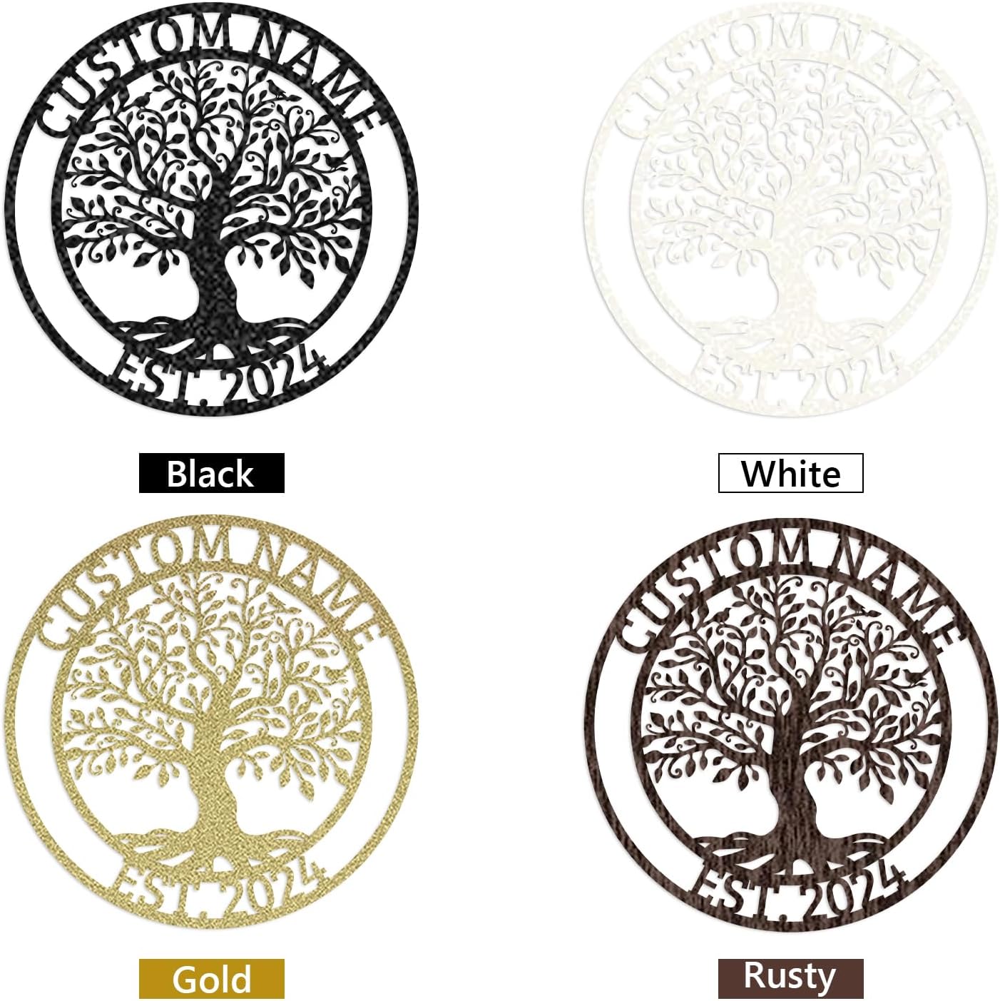 Personalized Metal Sign, Custom Oak Tree Yard Sign, Outdoor Metal Wall Art-MetalsignX