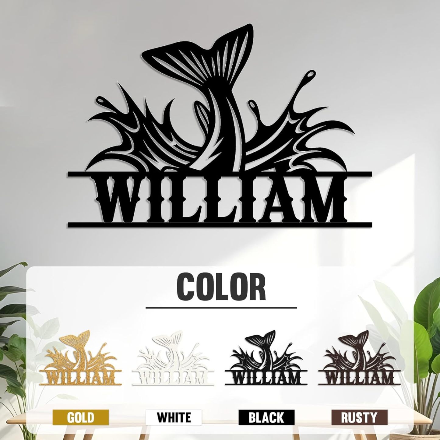 Personalized Largemouth Bass Metal Sign, Custom Fishing Last Name Sign for Home, Fish Family Signs Wall Decor-MetalsignX