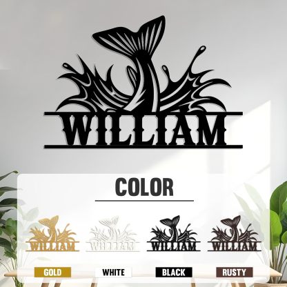 Personalized Largemouth Bass Metal Sign, Custom Fishing Last Name Sign for Home, Fish Family Signs Wall Decor-MetalsignX