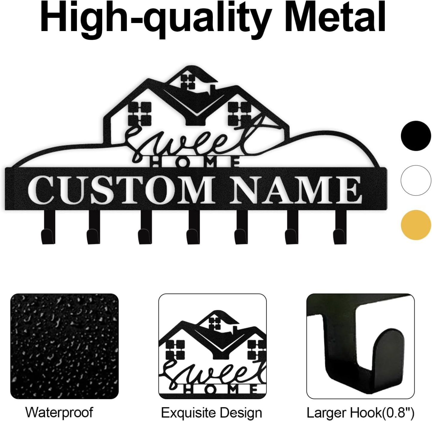 Custom Name Metal Key Holder Wall Mount, Organizer Rack for Home Entryway-MetalsignX