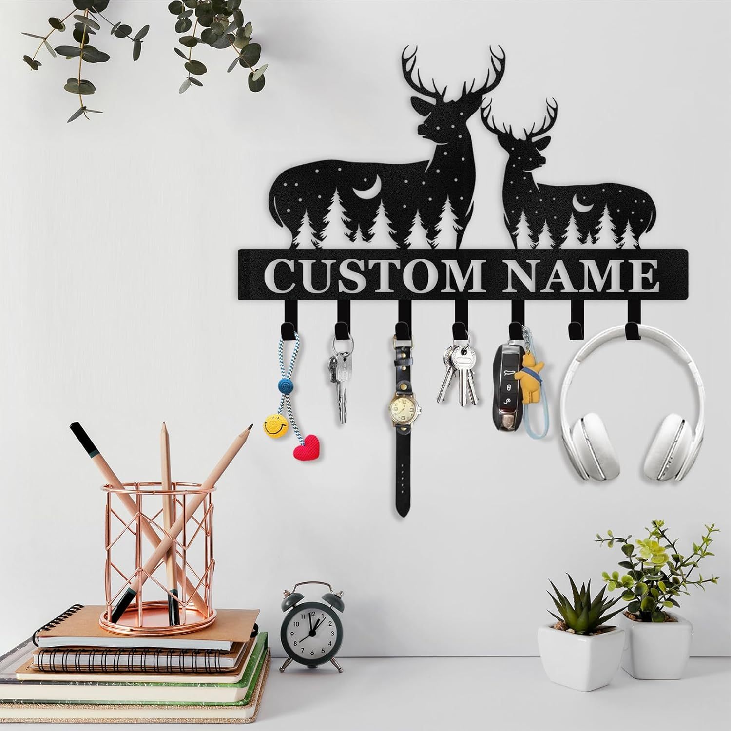 Custom Name Metal Key Holder Wall Mount, Organizer Rack for Home Entryway-MetalsignX