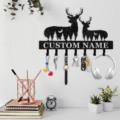 Custom Name Metal Key Holder Wall Mount, Organizer Rack for Home Entryway-MetalsignX