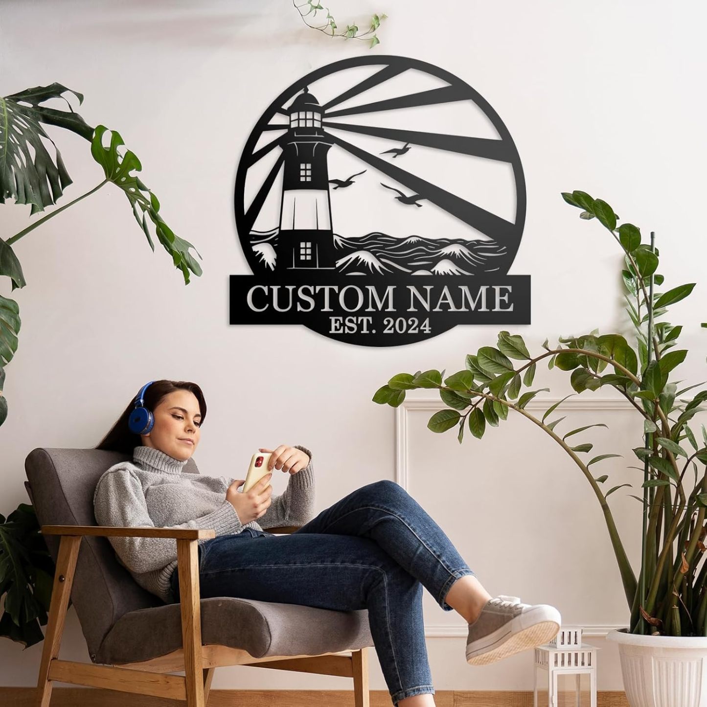 Personalized Lighthouse Metal Sign – Custom Nautical Outdoor Wall Decor for Beach House & Cabin-MetalsignX