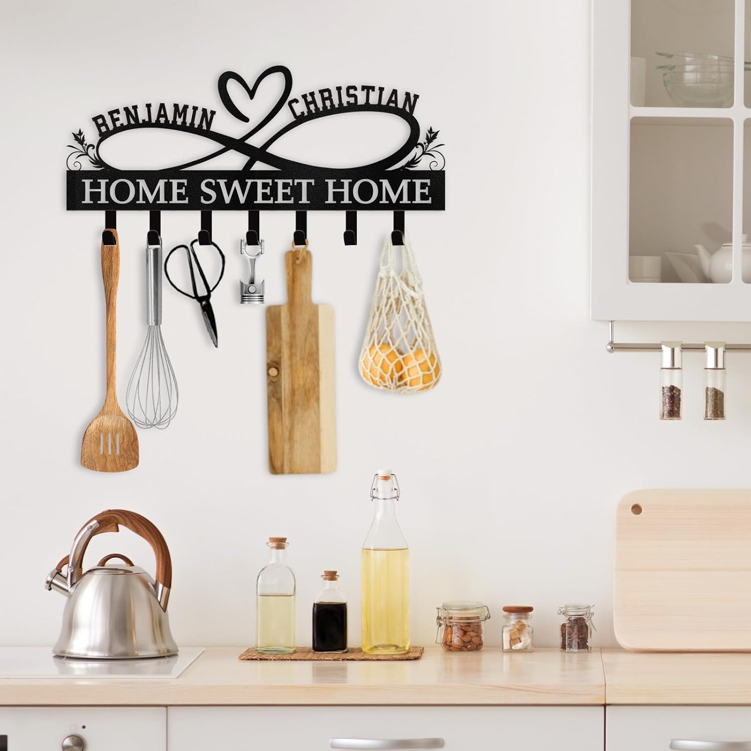 Custom Name Metal Key Holder Wall Mount, Organizer Rack for Home Entryway-MetalsignX