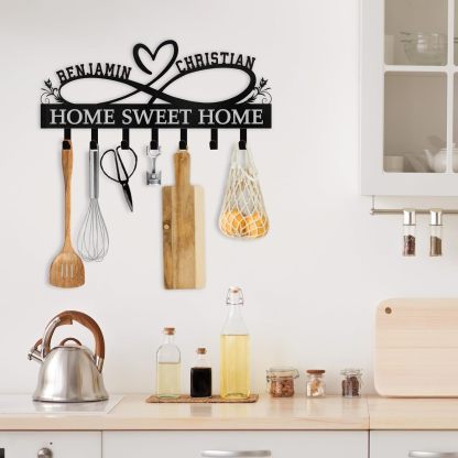 Custom Name Metal Key Holder Wall Mount, Organizer Rack for Home Entryway-MetalsignX