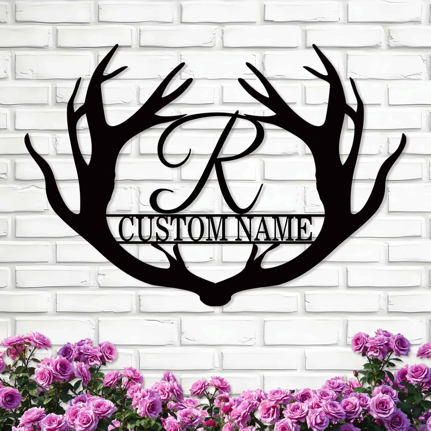 Custom Antler Metal Cabin Sign, Family Wall Art, Outdoor Deer Hunter & Monogram Last Name Gift-MetalsignX