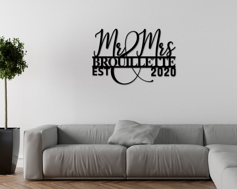 Personalized Wedding Gift Family Name Metal Sign For Anniversary Couple Gift-MetalsignX