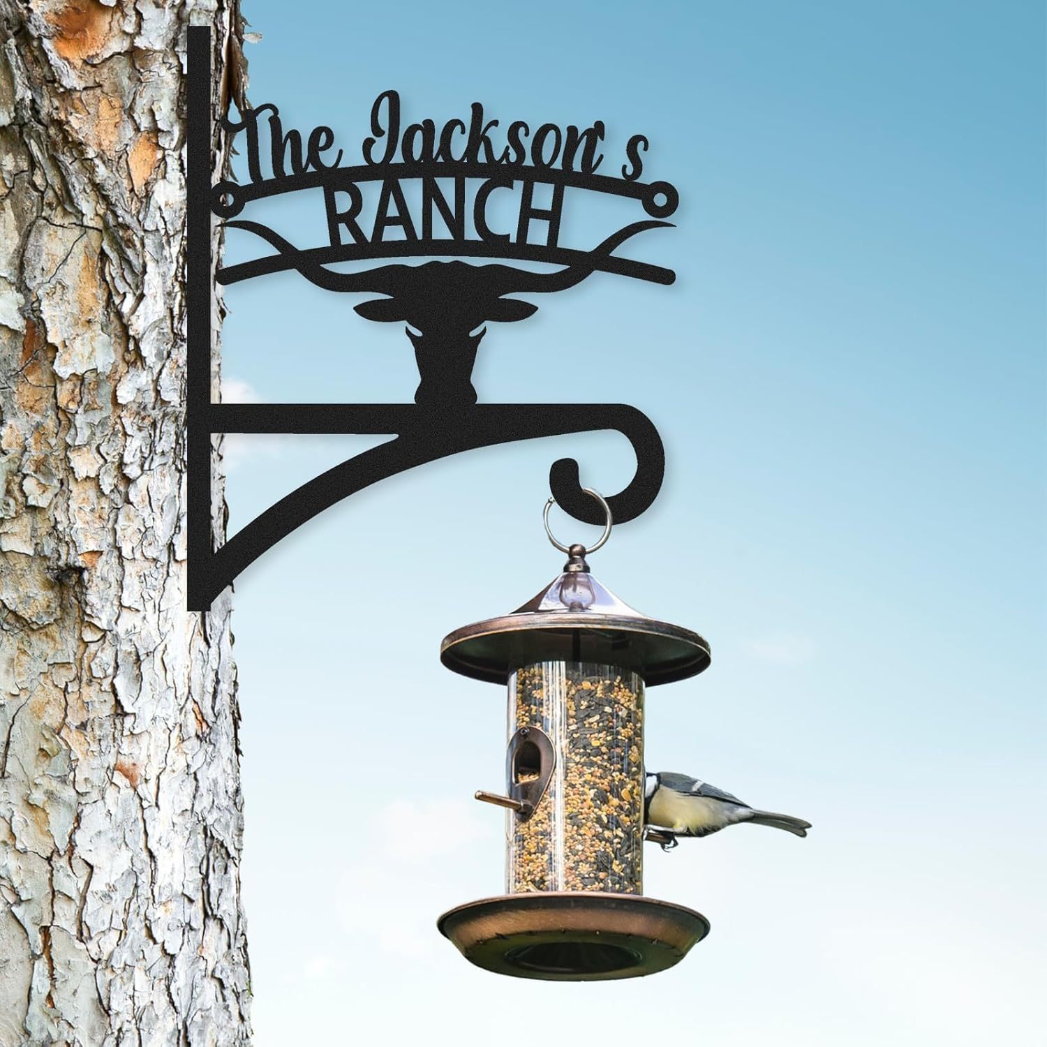 Personalized Iron Hanging Plant Bracket, Customizable Decorative Wall Plant Hanger Indoor Outdoor, Custom Name Bird Feeder Hook, Anti Rust Metal Hook for Wind Chimes Lantern