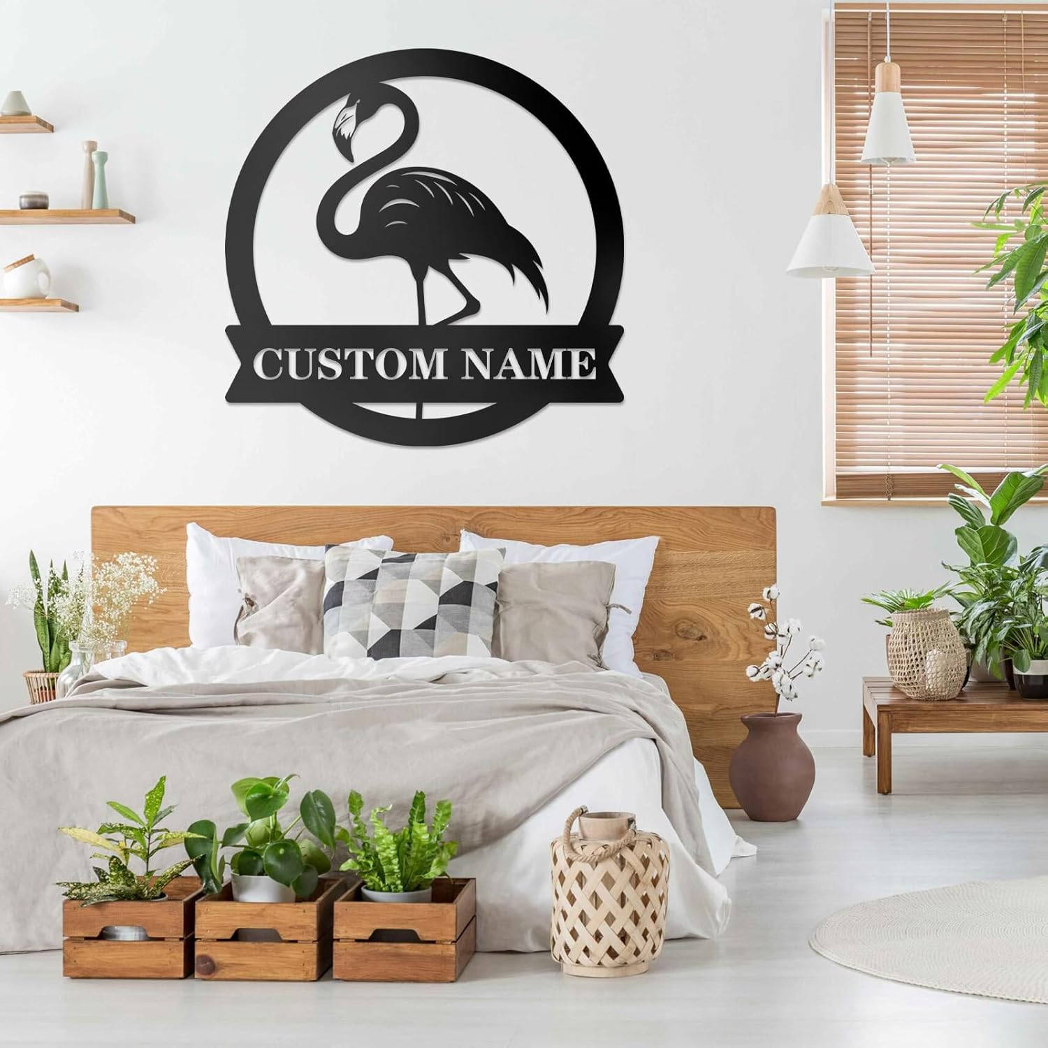 Personalized Beach Metal Sign, Custom Flamingo Metal Name Sign-MetalsignX