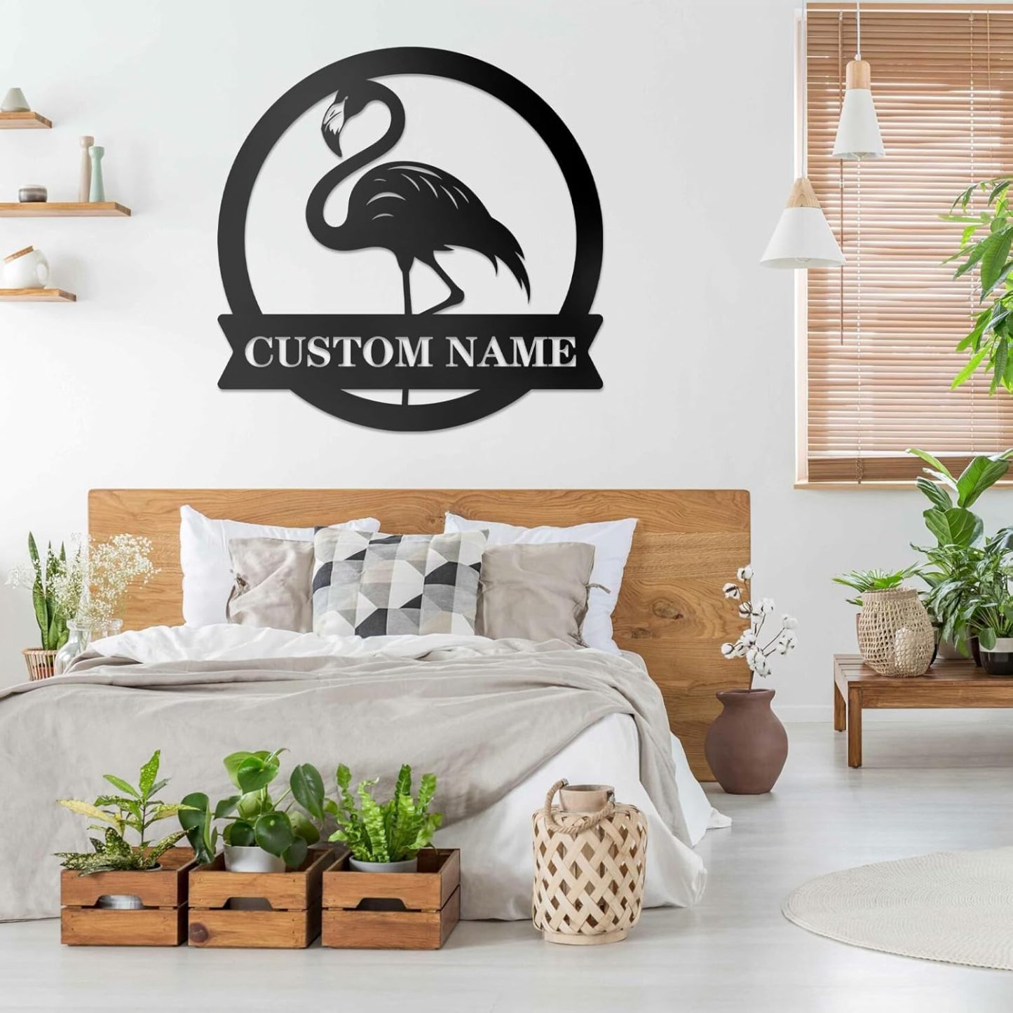 Personalized Beach Metal Sign, Custom Flamingo Metal Name Sign-MetalsignX