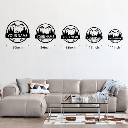 Custom Signs Outdoor Metal, Mountain Design, Personalized Camping Gifts-MetalsignX