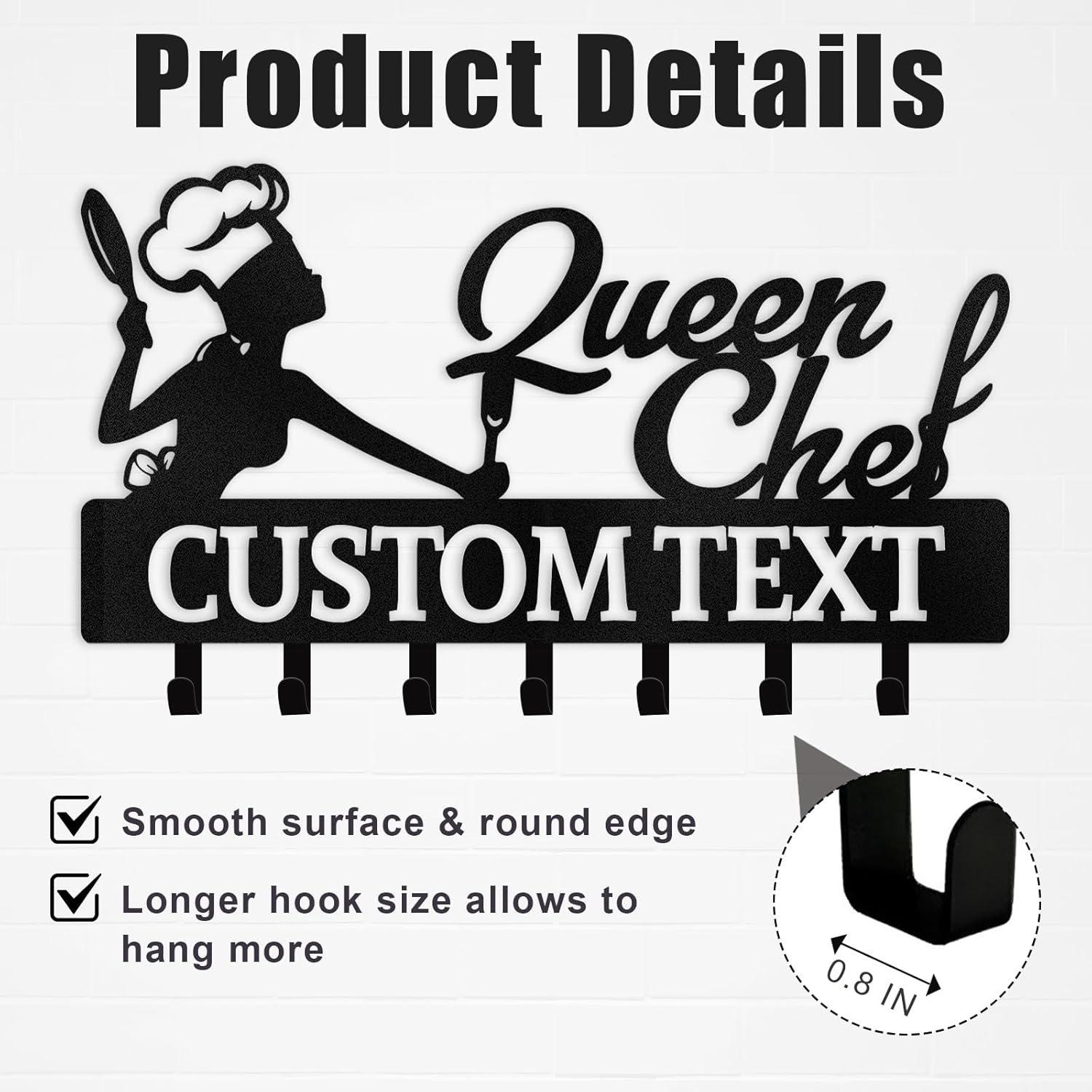 Personalized Key Holder for Wall, Queen Chef Wall Mounted Key Hooks-MetalsignX