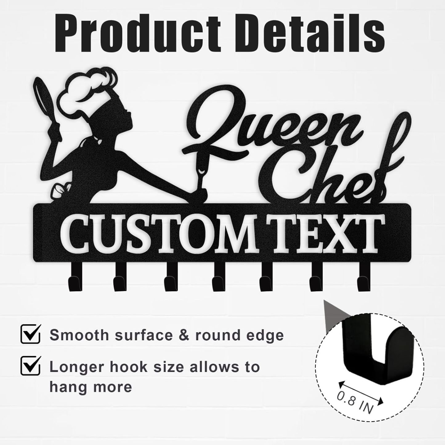 Personalized Key Holder for Wall, Queen Chef Wall Mounted Key Hooks-MetalsignX