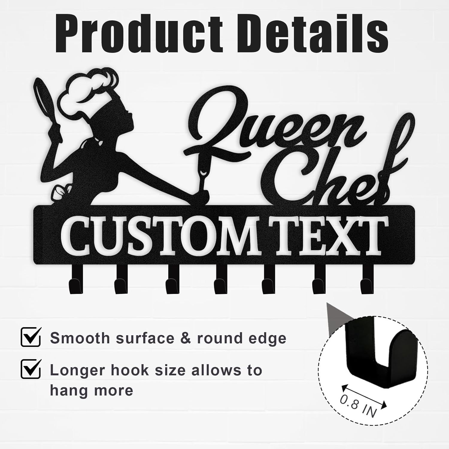 Personalized Key Holder for Wall, Queen Chef Wall Mounted Key Hooks-MetalsignX