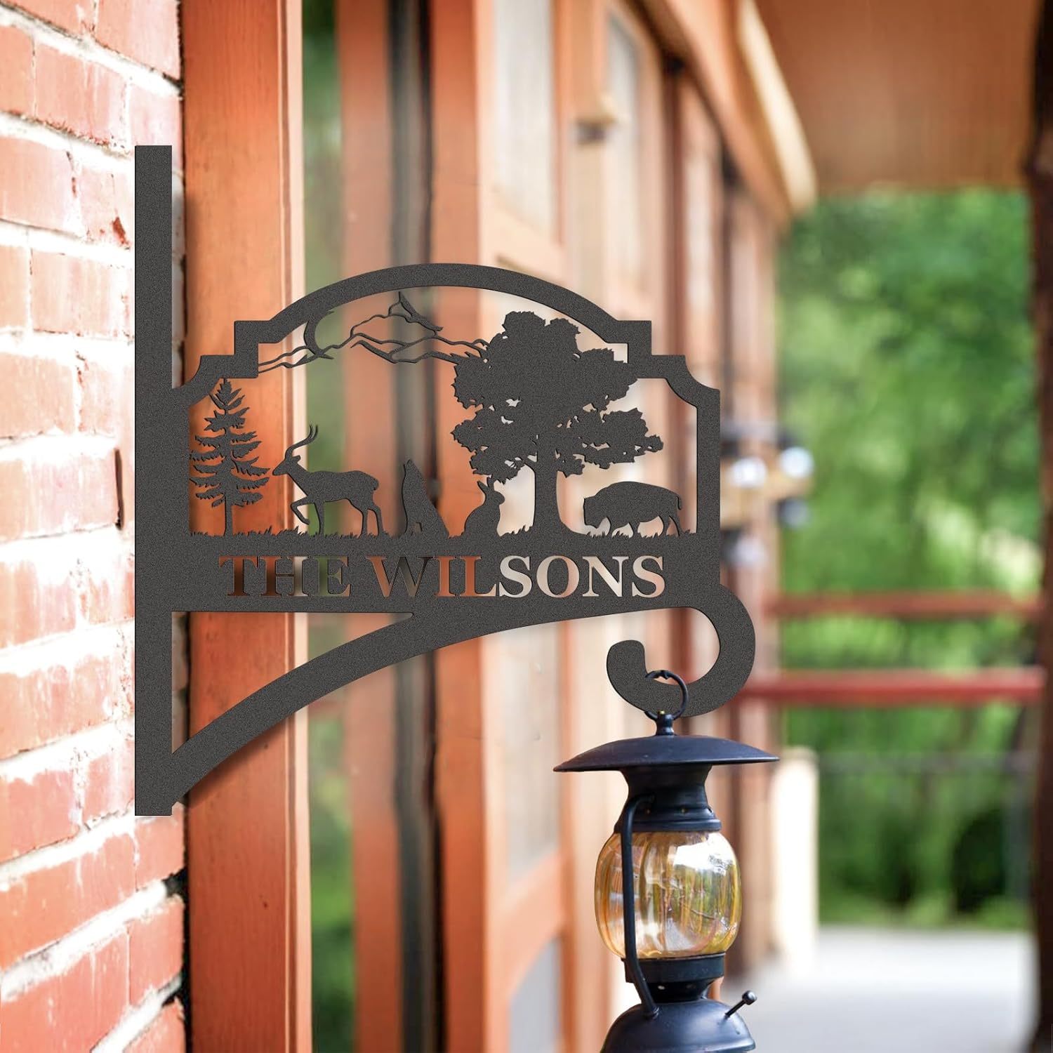 Personalized Iron Hanging Plant Bracket, Customizable Decorative Wall Plant Hanger Indoor Outdoor, Custom Name Bird Feeder Hook, Anti Rust Metal Hook for Wind Chimes Lantern