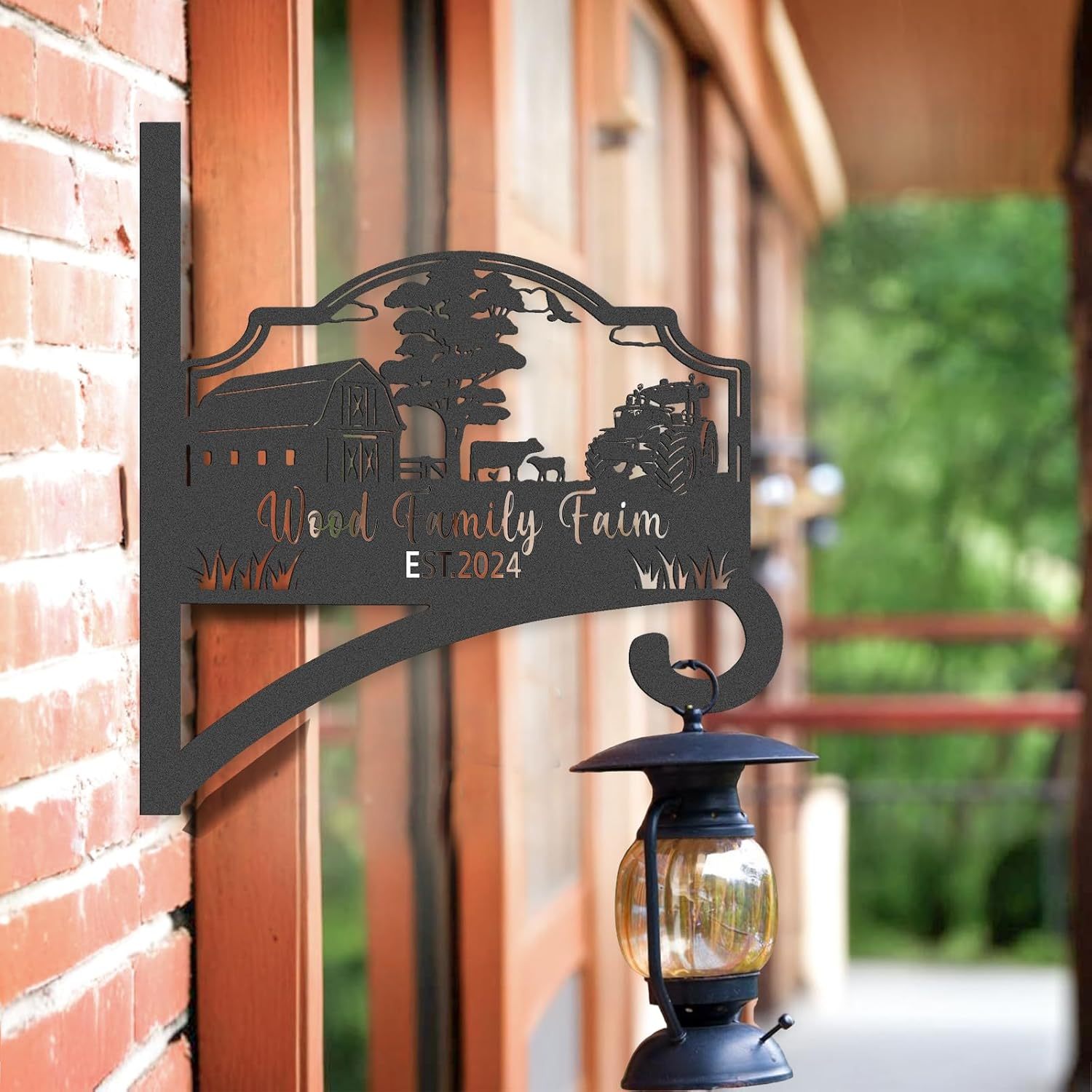 Personalized Iron Hanging Plant Bracket, Customizable Decorative Wall Plant Hanger Indoor Outdoor, Custom Name Bird Feeder Hook, Anti Rust Metal Hook for Wind Chimes Lantern