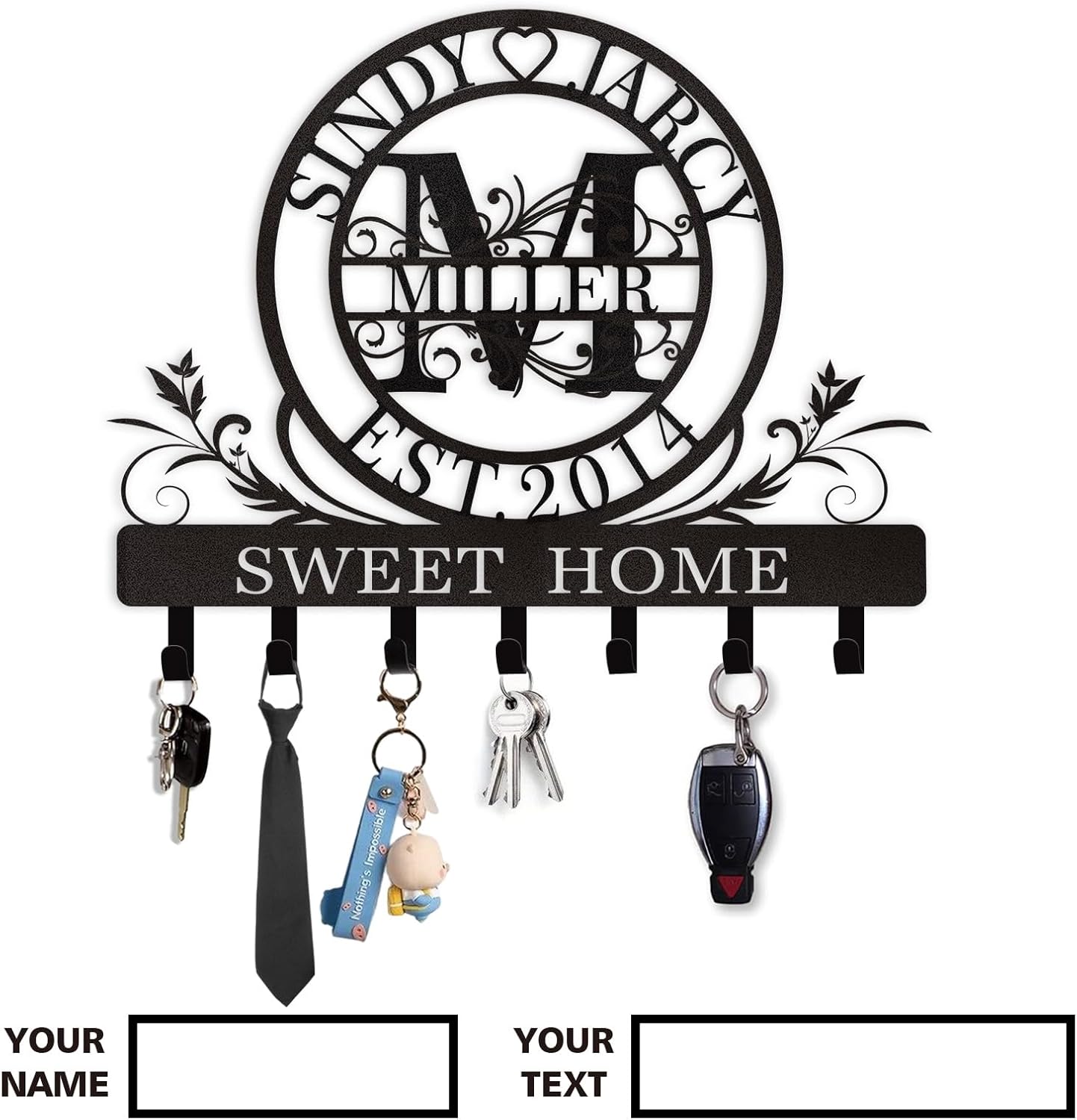Personalized Key Holder for Wall, Custom Metal Deer Cabin Key Hooks with Name-MetalsignX