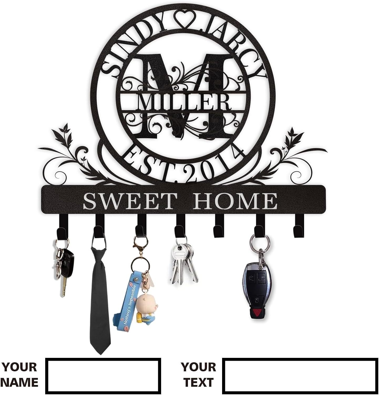 Personalized Key Holder for Wall, Custom Metal Deer Cabin Key Hooks with Name-MetalsignX
