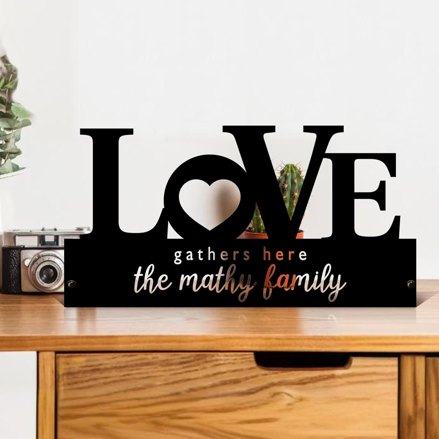  Custom Family Name Plate for Desk, Metal Sign Name Tags, Personalized Desk Accessories-MetalsignX