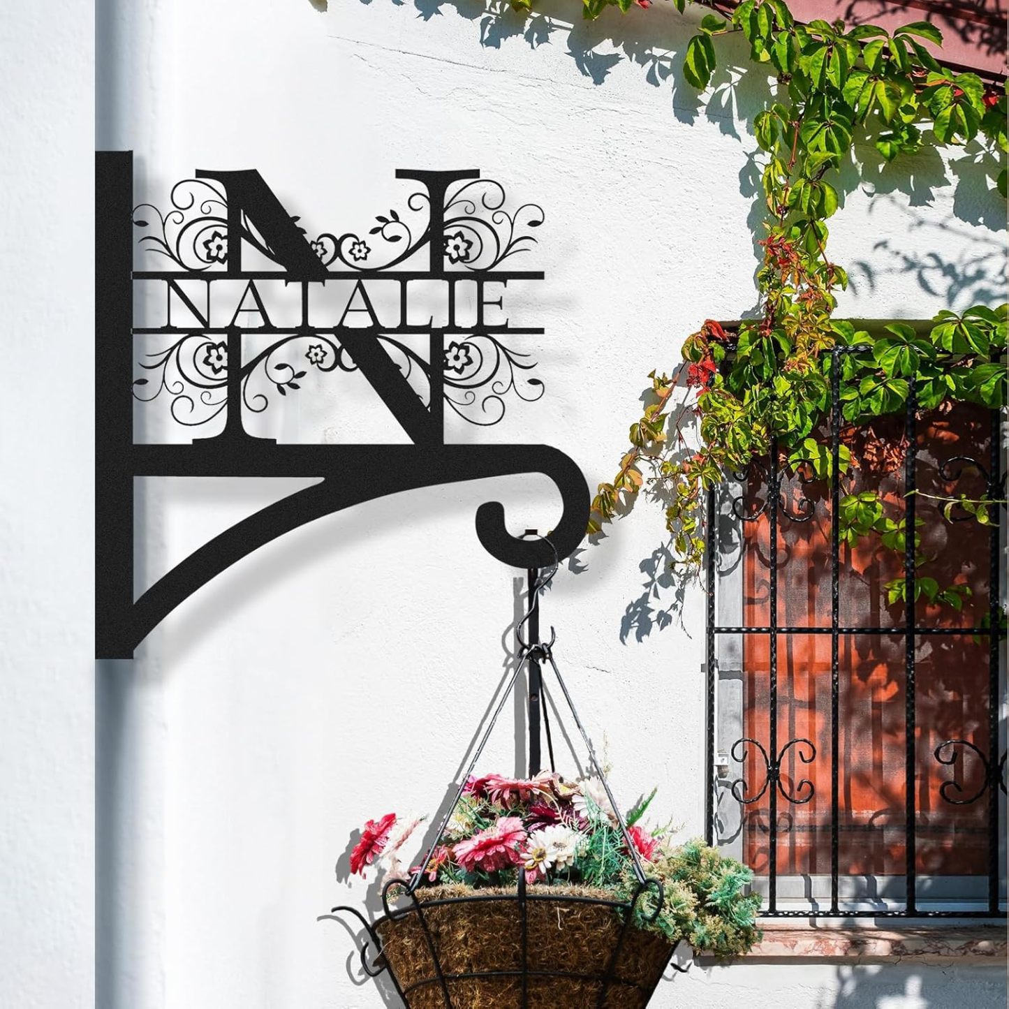 Custom Family Name Hanging Bracket Indoor and Outdoor, Personalized Initials Light Hangers Outdoor-MetalsignX