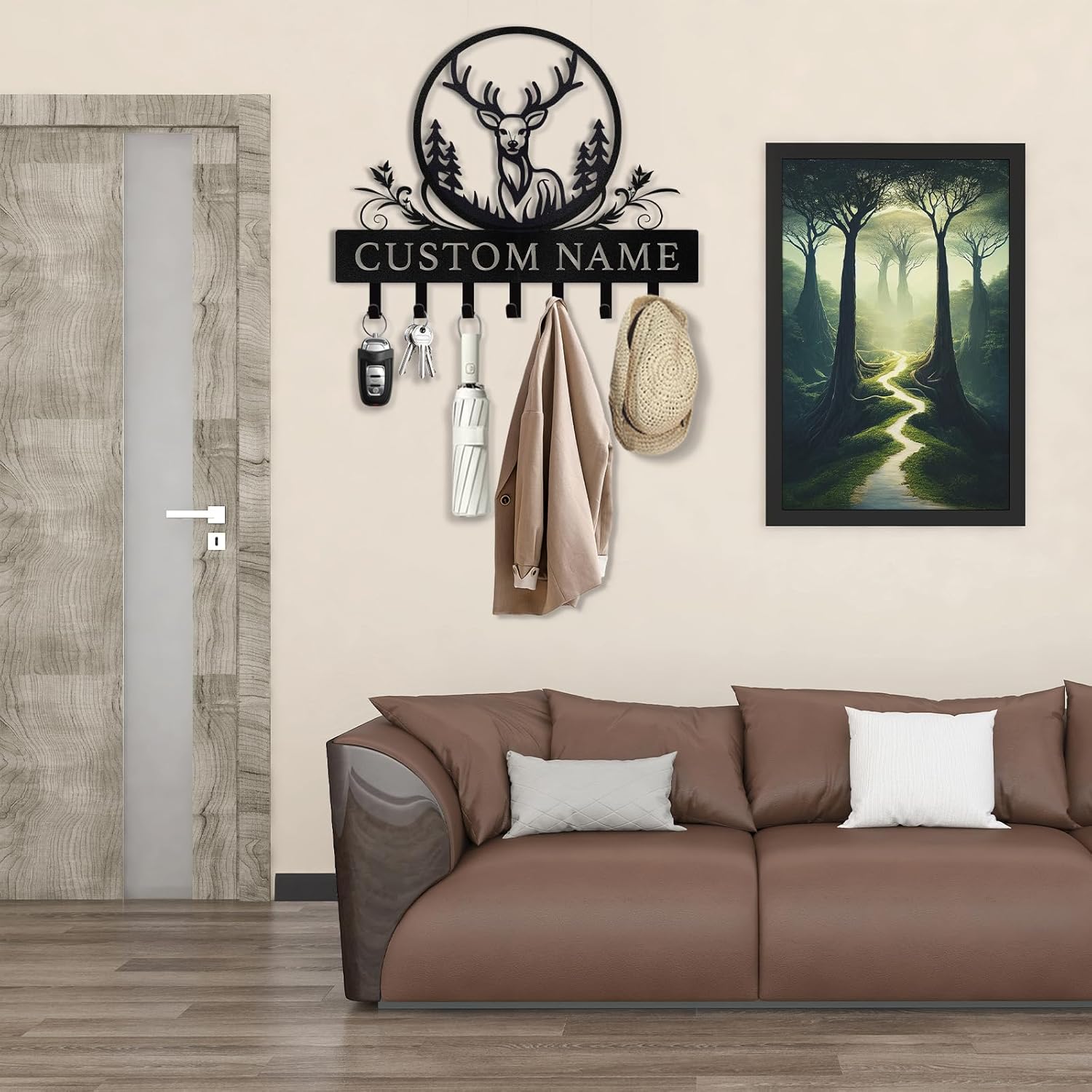 Personalized Polar Deer Key Holder, Custom Name  Key Rack  | Functional Home Decor-MetalsignX