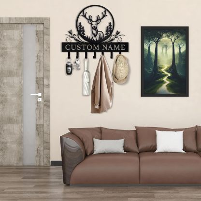 Personalized Polar Deer Key Holder, Custom Name  Key Rack  | Functional Home Decor-MetalsignX