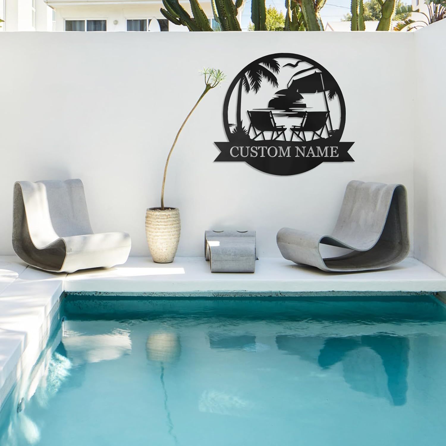 Personalized Palm Tree Metal Sign , Tropical Beach House Decor for Coastal Vibes-MetalsignX